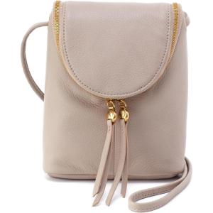 image:imageHOBO Fern Leather Crossbody Purse with Adjustable Strap Exterior Slip Pocket Double Zip Closure  Perfect for TravelTaupe