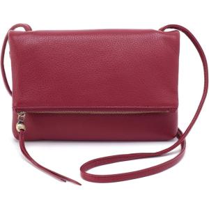 image:imageHOBO Grant Leather Small Foldover Crossbody Bag with Crossbody amp Shoulder Strap Zip Pocket Card CompartmentWine