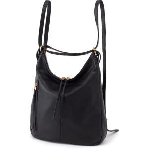 image:imageHOBO Merrin Leather Bucket Backpack Convertible to Shoulder Bag for WomenVelvet Hide Black