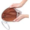 image:imageHOBO Sable Leather Wristlet Clutch with Circular Handle Zippered Closure Credit Card Organizer amp Interior Zip Pocket Silver