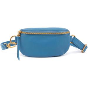 image:imageHOBO Fern Leather Convertible Crossbody Sling and Belt Bag  Lightweight amp Adjustable Zip Closure with Capacity for Essentials amp Accessories for Travel BlackDusty Blue