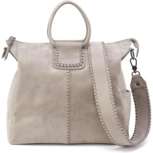 image:imageHOBO Sheila Large Leather Satchel Crossbody Bag for Women with Top HandleGranite Grey
